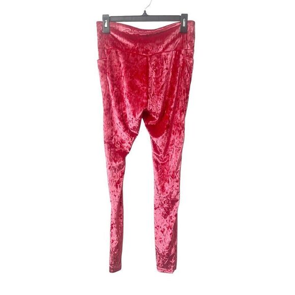 Fabletics Strawberry Red High‎ Waisted Crushed Velour Crossover Leggings Large - Picture 5 of 9